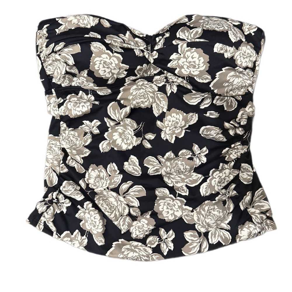 Merona Tan and Black Bikini with Vintage Floral Design